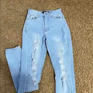 Light Washed Ripped Fashion Nova Jeans